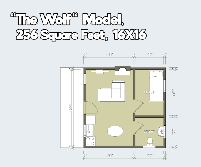 "The Wolf" Model. 256 Square Feet, 16X16